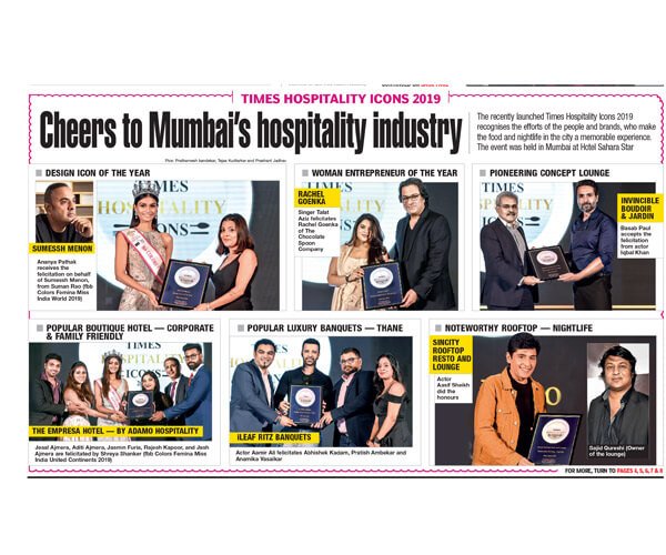 Awards, Top 10 architects awards, Interior designer 2017 award, Indian Hospitality Design Firm, Sumessh Menon Associates, Interior Design firm, Restaurant interior, Mumbai, architect